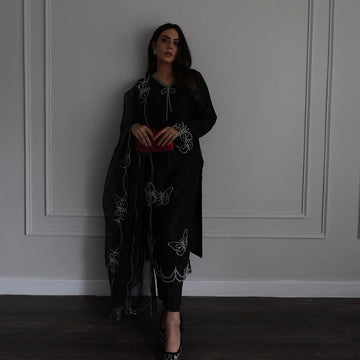 Summer wear handmade stitch dress- Muse black