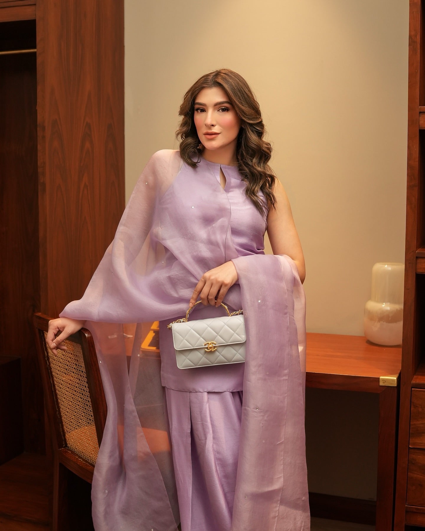 Summer wear handmade stitch dress- Lavender mist