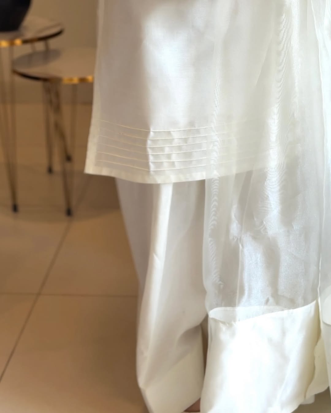 Summer wear handmade stitch dress- Mist fs white