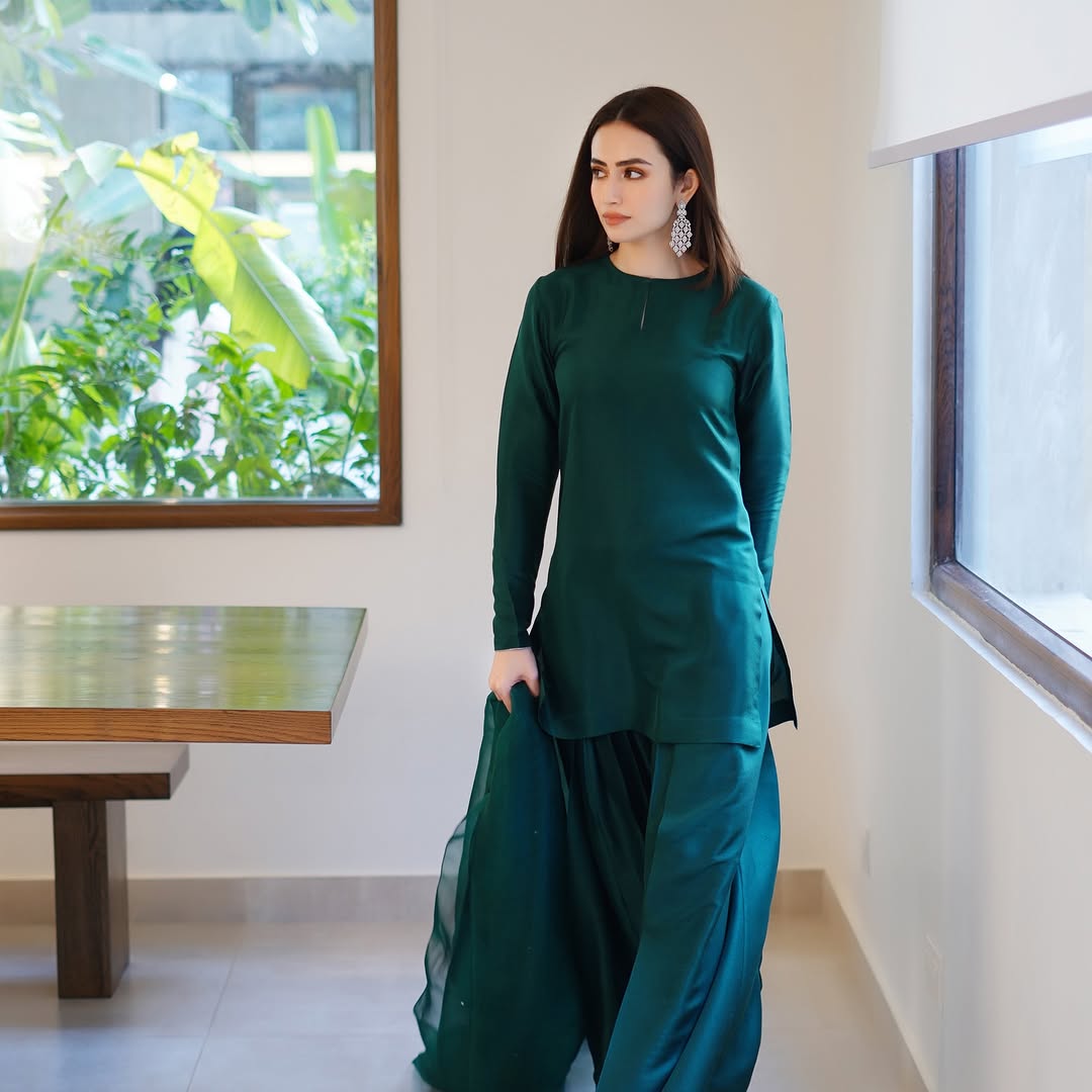 Summer wear handmade stitch dress- Green mist