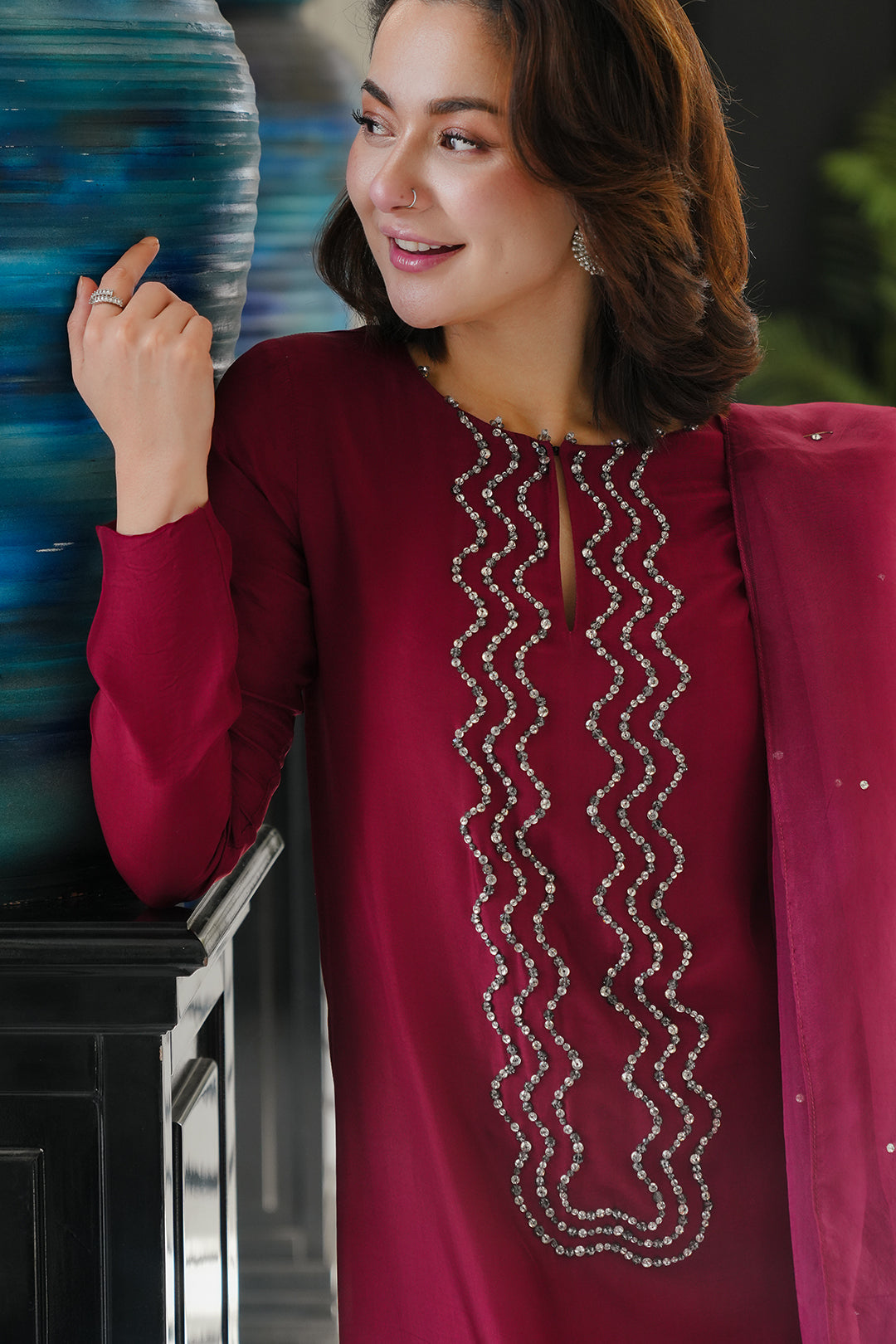 Summer wear handmade stitch dress-Hania