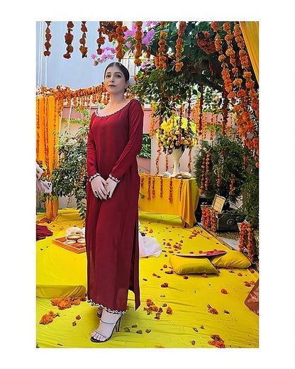 Summer silk handmade stitch dress- Naira