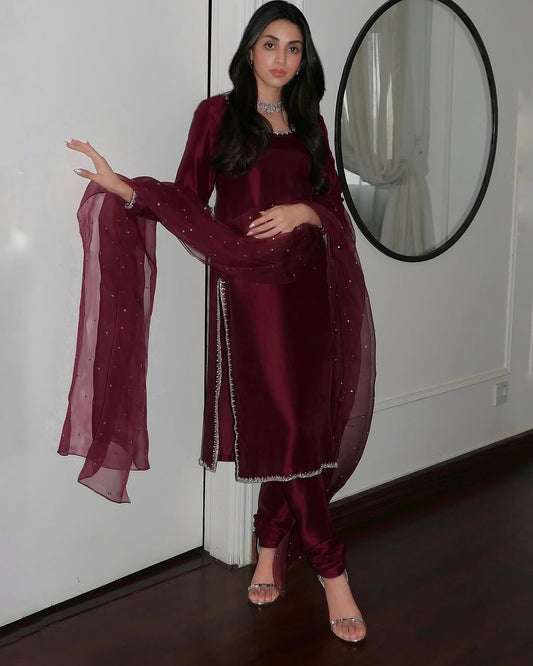 Summer wear handmade stitch dress- Marron luxe