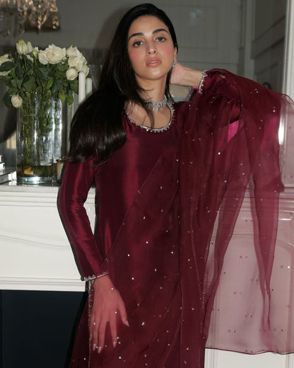 Summer wear handmade stitch dress- Marron luxe