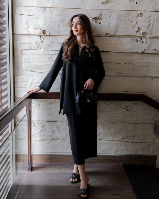 Summer wear stitch dress- Noir