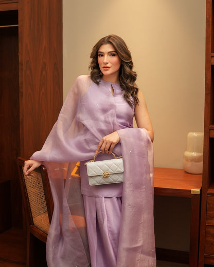 Summer wear handmade stitch dress- Lavender mist