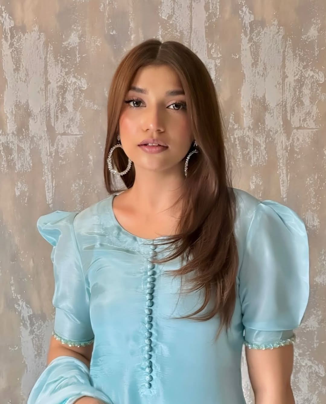 Summer wear handmade stitch dress- Sky