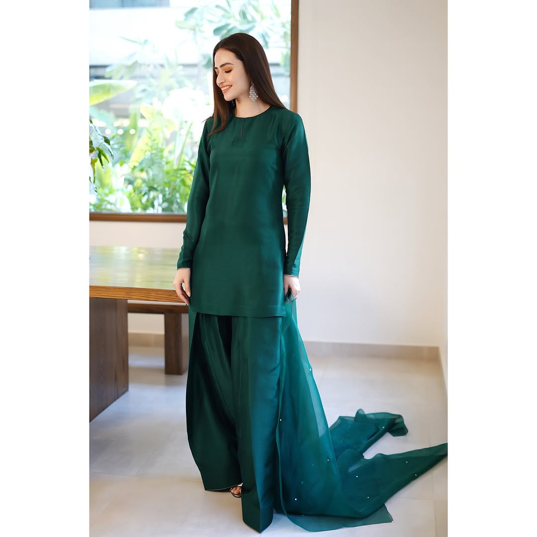 Summer wear handmade stitch dress- Green mist