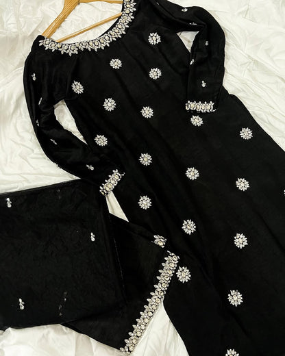 Summer wear handmade stitch dress- Lush black