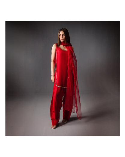 Summer wear handmade stitch dress- Passionate red