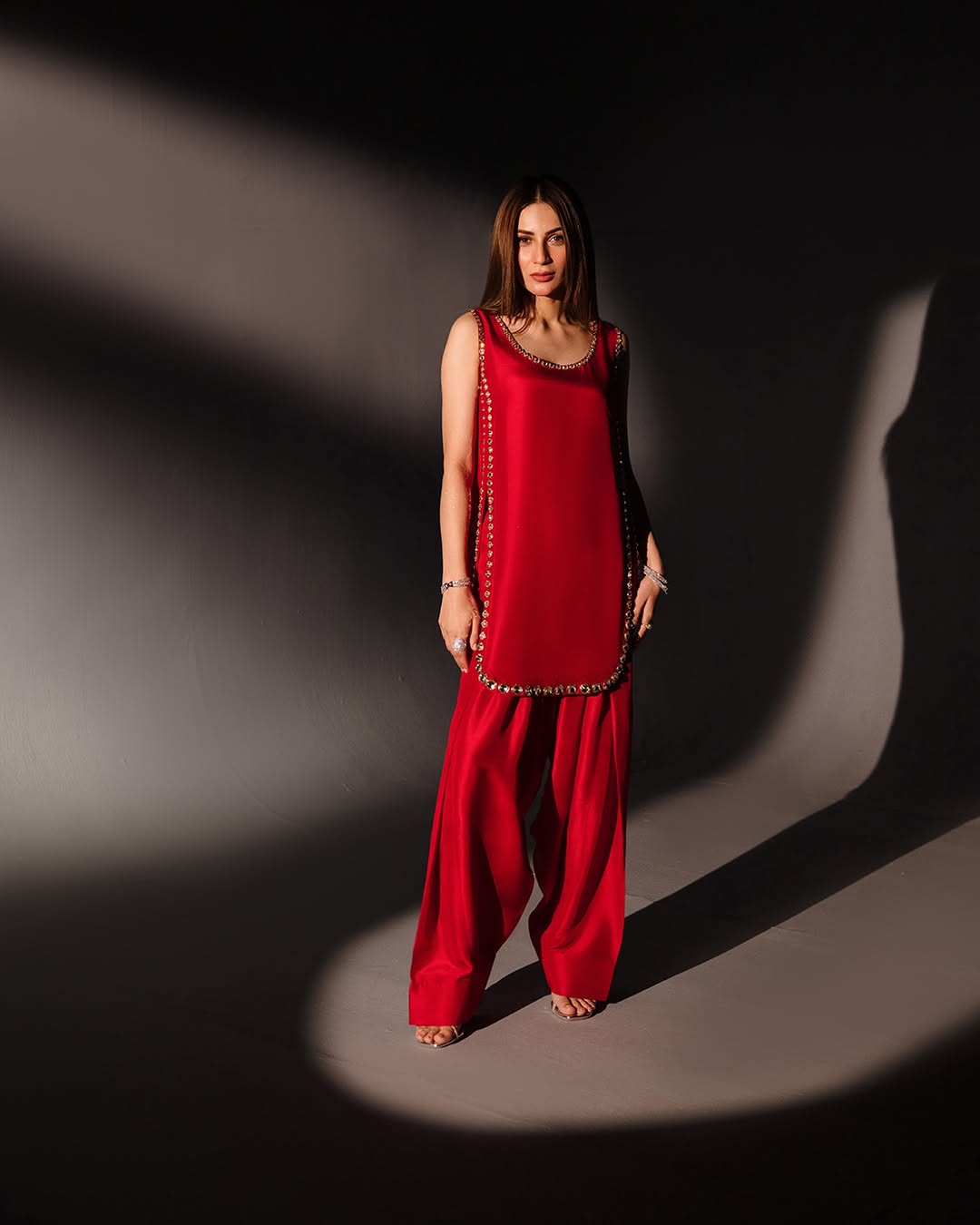 Passionate red-Silk handmade stitich dress