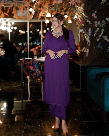 Summer wear handmade stitch dress- Mermaid purple