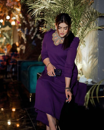 Summer wear handmade stitch dress- Mermaid purple