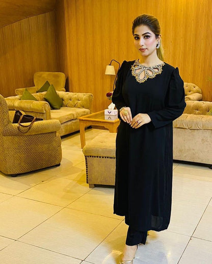 Summer wear handmade stitch dress- Mermaid black