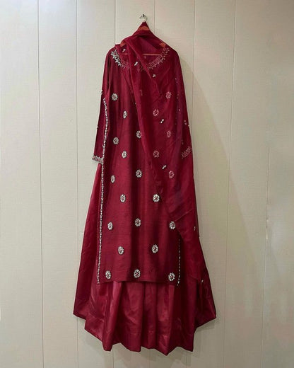 Summer wear handmade stitch dress- Lush red