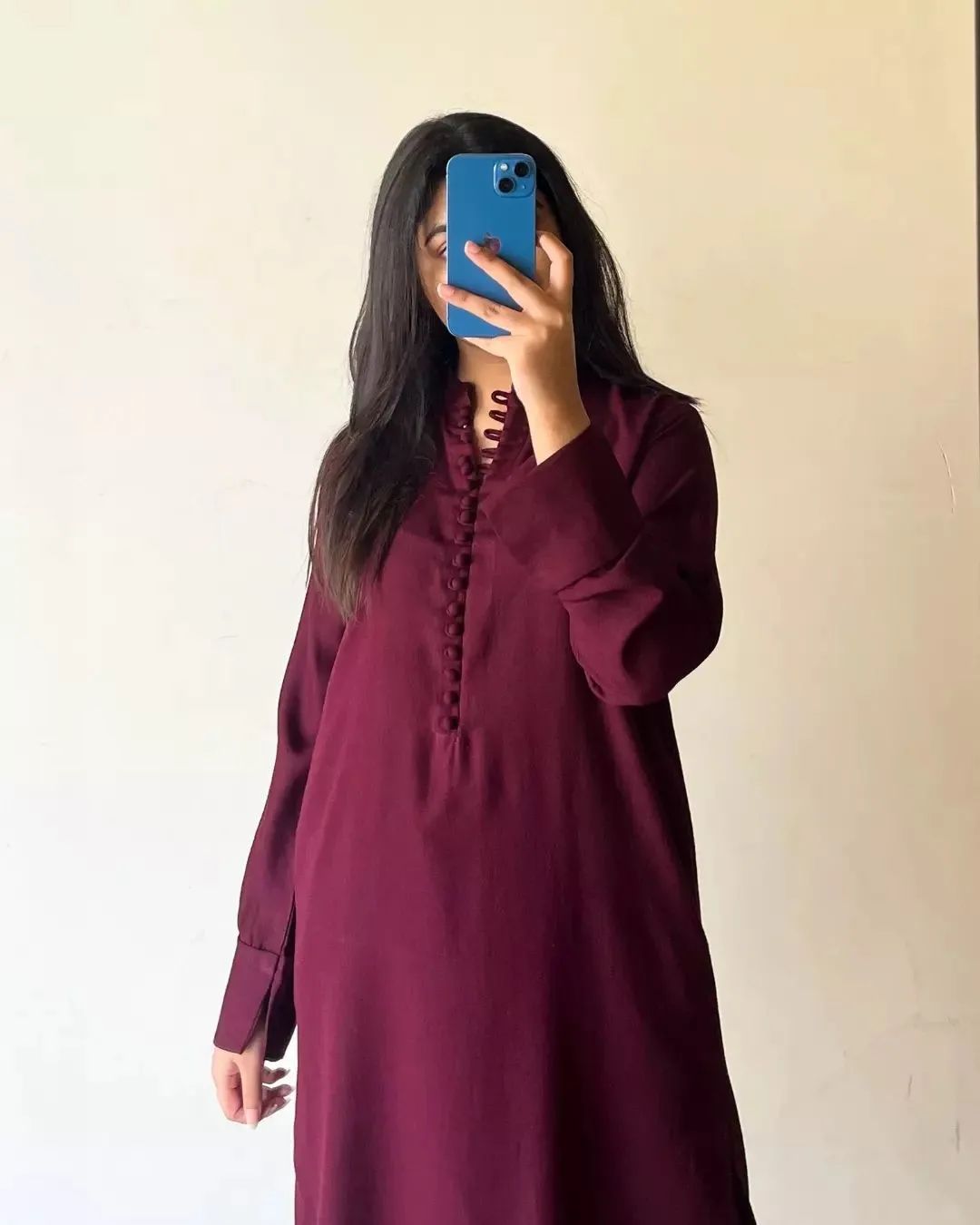 Basic plum-stitch dress