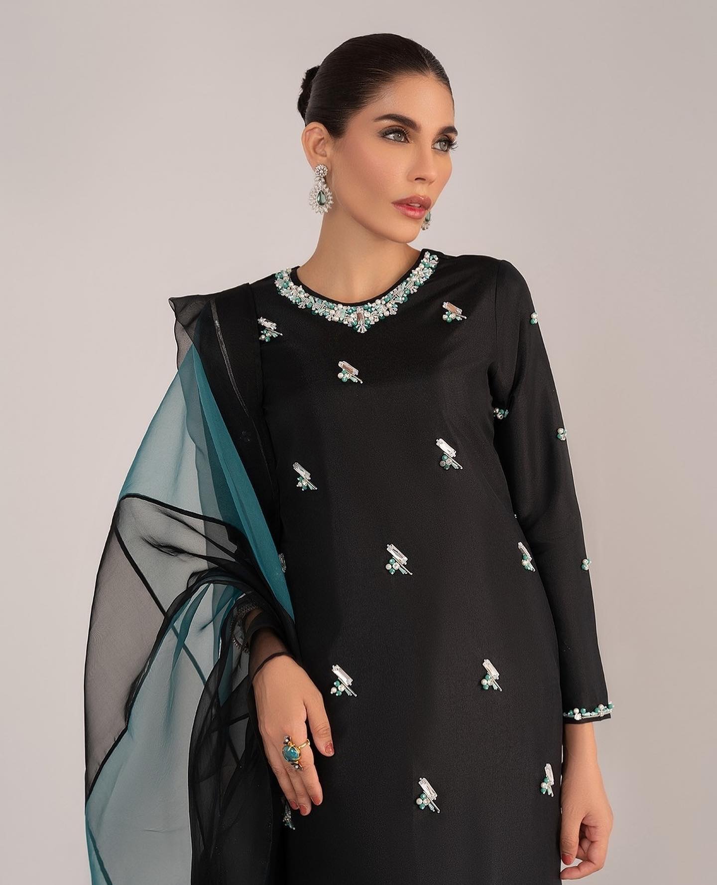 Rakhs black-Silk handmade unstitch dress