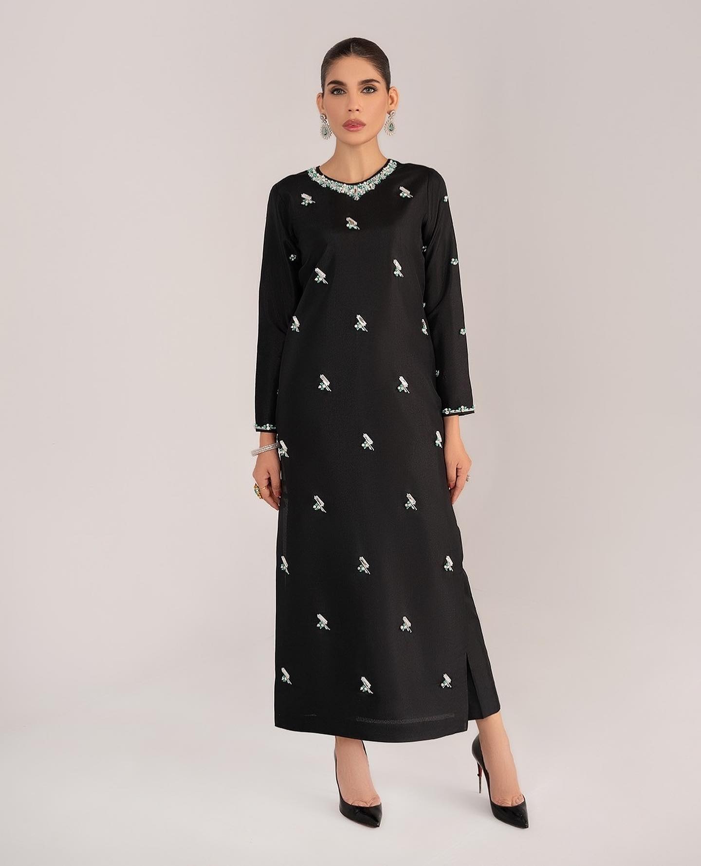 Rakhs black-Silk handmade unstitch dress