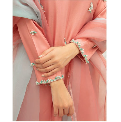 Summer wear handmade unstitch dress- Rakhs peach