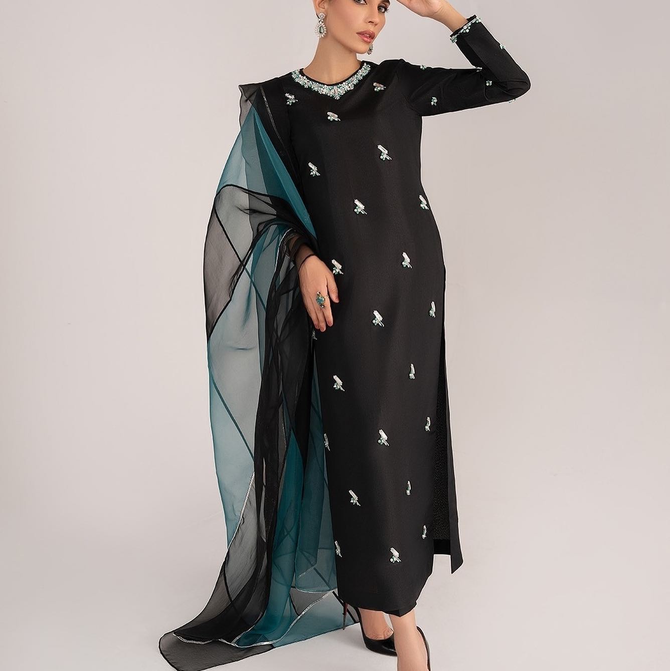 Rakhs black-Silk handmade unstitch dress