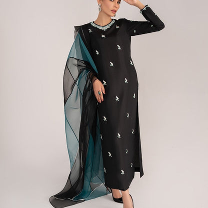 Summer wear handmade unstitch dress- Rakhs black